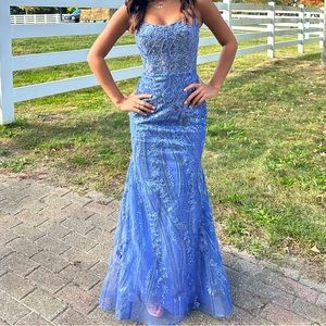 Sherri Hill double zero formal dress color is periwinkle